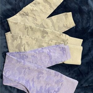 Women's Purple and Beige Camouflage Leggings